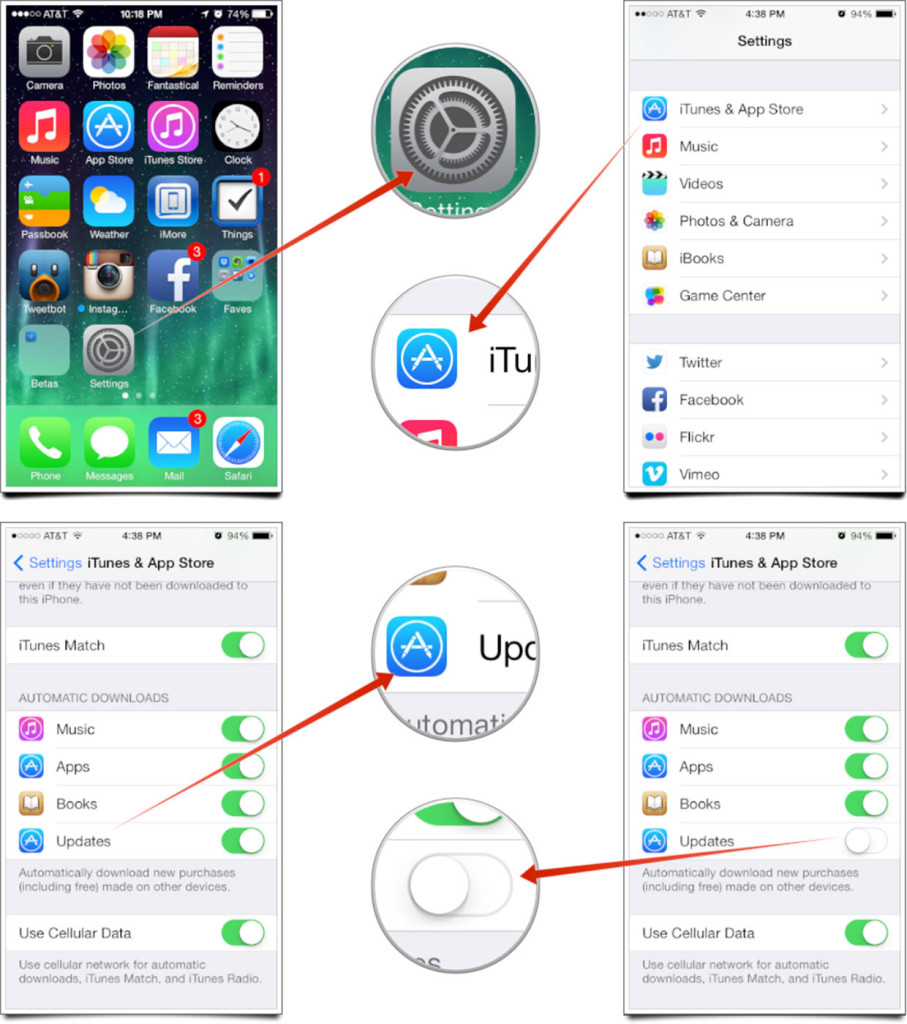 iOS 7 automatické aktualizace iOS App Store