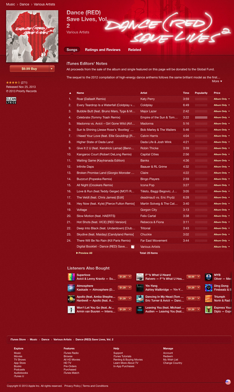 itunes app store Album Dance (RED) Save Lives Vol. 2