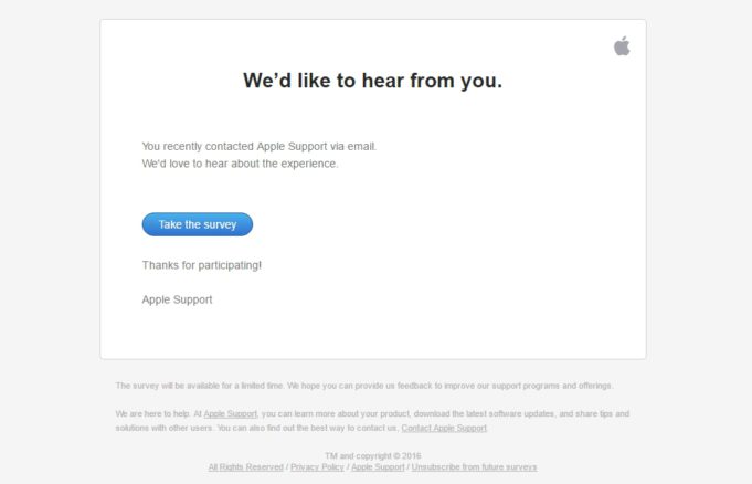 Apple dbá na kvalitu svých služeb pomocí dotazníků