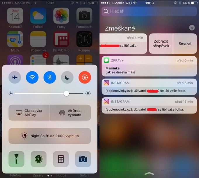 iOS 10 beta 4 přinesla uživatelům seznámení se změnami v ovládacím centru