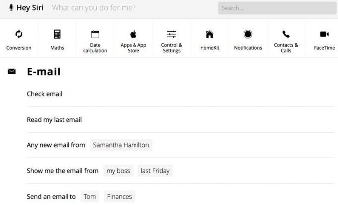 Webová stránka Hey Siri obsahuje všechny příkazy, kterým Siri rozumí