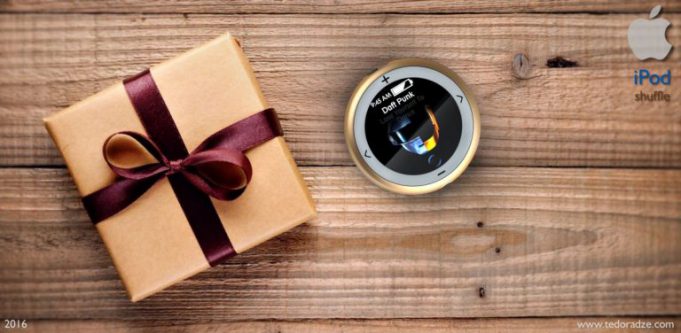 Koncept kompletně předělaného iPodu Shuffle s displejem