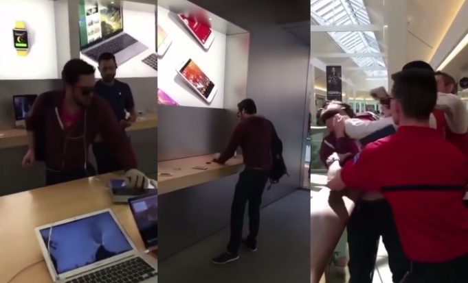 Rozzuřený zákazník na videu začal ničit veškeré zařízení v Apple Storu