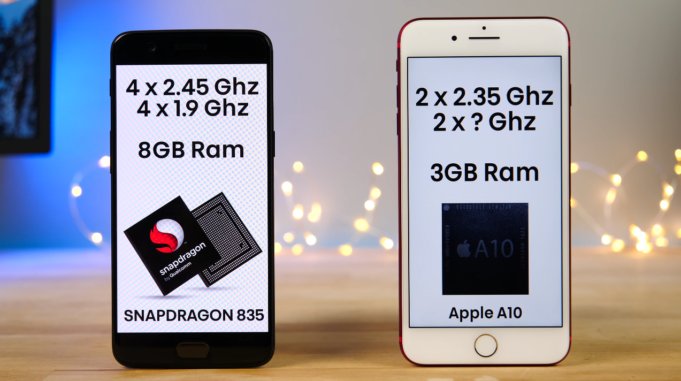 Srovnání rychlosti iPhone 7 Plus a OnePlus 5 s 8 GB RAM