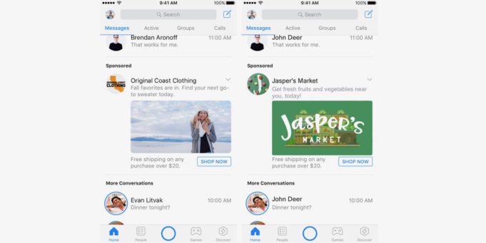 Facebook začíná zobrazovat reklamy i v samotném Messengeru