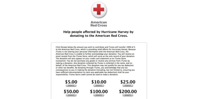 Apple spustil dary na pomoc hurikánu Harvey prostřednictvím iTunes