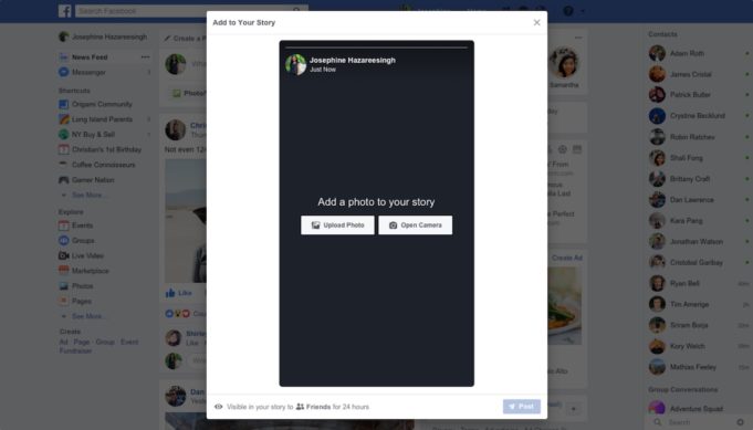 Facebook testuje „Příběhy“ na počítačích Mac a Windows