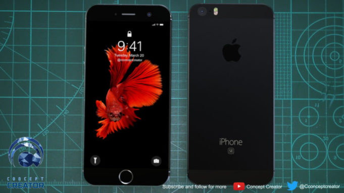 Koncept – Zachová si řada SE původní design a Touch ID??