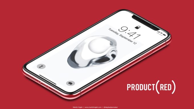 Koncept iPhone X v provedení (PRODUCT)RED od českého designéra