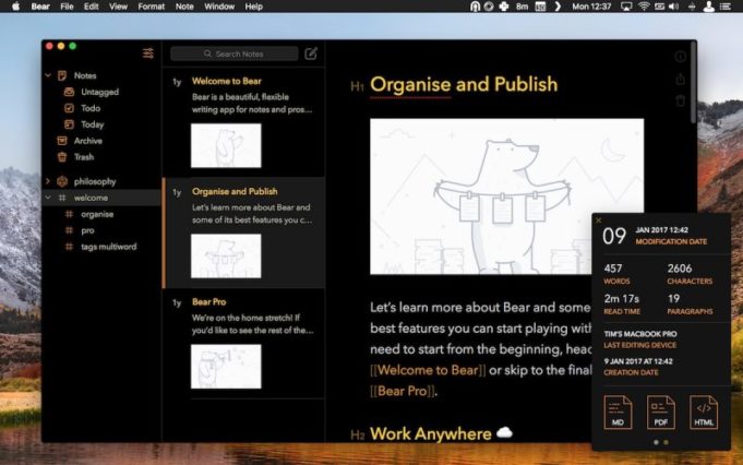 Aplikace Bear aktualizována, co za změny nová verze přináší?