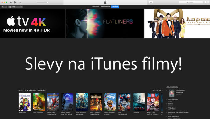Slevy na iTunes filmy – 2. 1. 2019