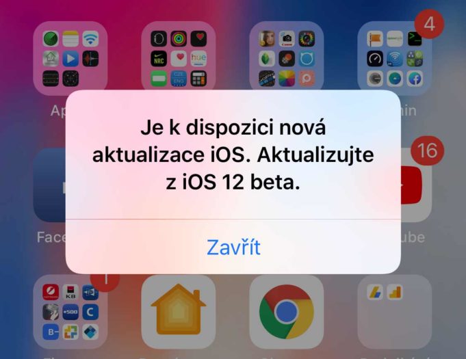 Apple vydal iOS 12 beta 12 opravující chybu s upozorněním