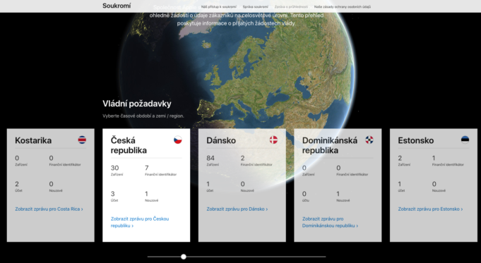 Kolikrát žádala ČR společnost Apple o informace o zákaznících v roce 2018?