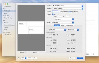 Návod – Jak vytisknout štítek nebo jméno na obálku v macOS