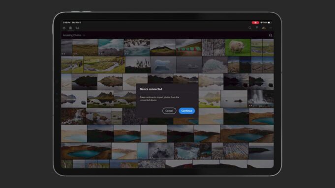 V aplikaci Lightroom pro iPad budete moci importovat fotografie z připojeného fotoaparátu
