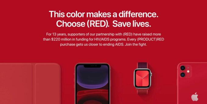 Apple daroval organizaci (RED) již 220 milionů dolarů