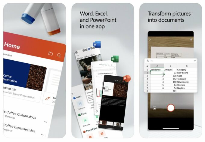 Vydání aplikací Microsoft Office pro iPhone, kombinuje Word, Excel a PowerPoint