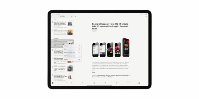 Aplikace RSS Reeder obdržela aktualizaci, která přidává podporu trackpadu