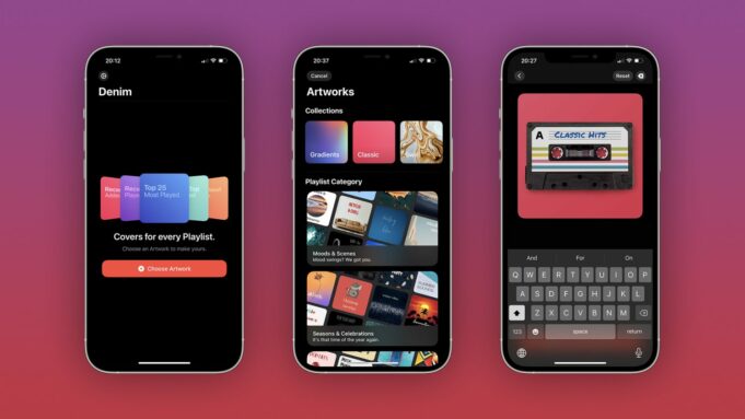 S aplikací Denim můžete snadno vytvářet vlastní kresby obalů pro své seznamy skladeb