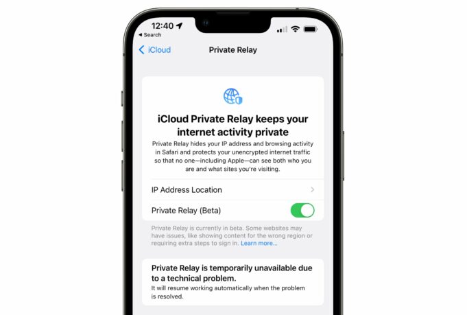 Funkce Soukromý přenos v iCloudu je pro některé uživatele nedostupná