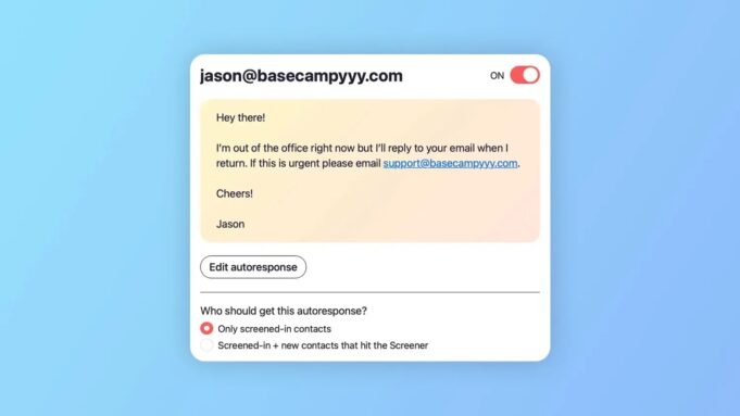 E-mailová aplikace HEY obdržela aktualizaci s automatickými odpověďmi