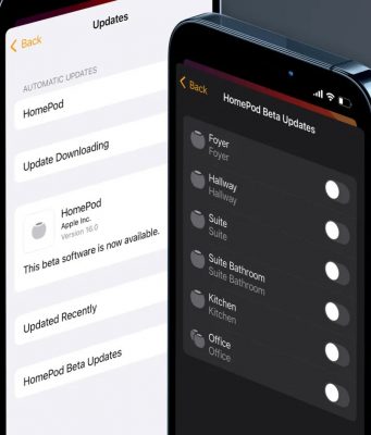 2. beta iOS 16 přidává také nové menu pro správu beta verze softwaru pro HomePod