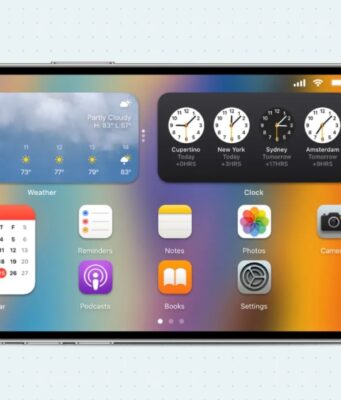 Koncept – Jak by mohla vypadat domovská obrazovka na šířku na iPhone 14 Pro Max?