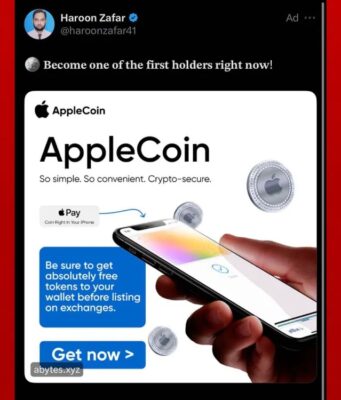 Pozor na falešné reklamy AppleCoin, které se objevují na X