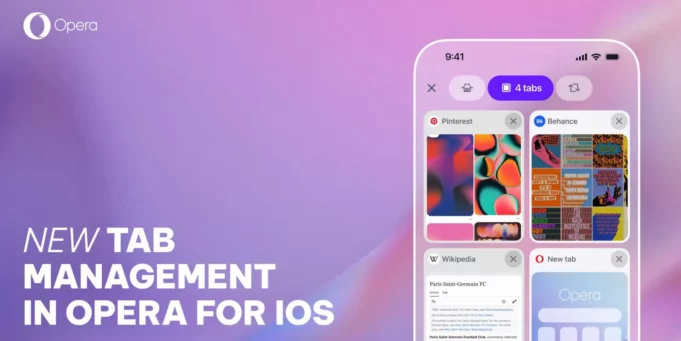 Prohlížeč Opera One pro iOS obdržel velkou aktualizaci: nové zobrazení karet, jejich seskupování a vyhledávání