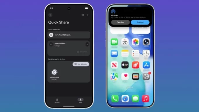 Funkce Quick Share na smartphonech Pixel 10 nyní dokáže fungovat s AirDrop, do jejího vývoje však Apple zapojen nebyl