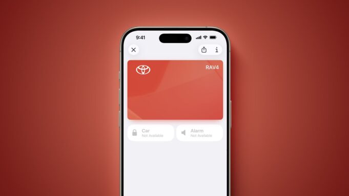 Vybrané vozy Toyota RAV4 z roku 2026 podporují funkci digitální klíče v aplikaci Peněženka