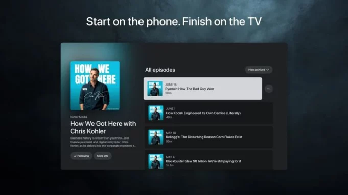 Podcastová platforma Pocket Casts k dispozici na všech modelech Apple TV 4K a Apple TV HD