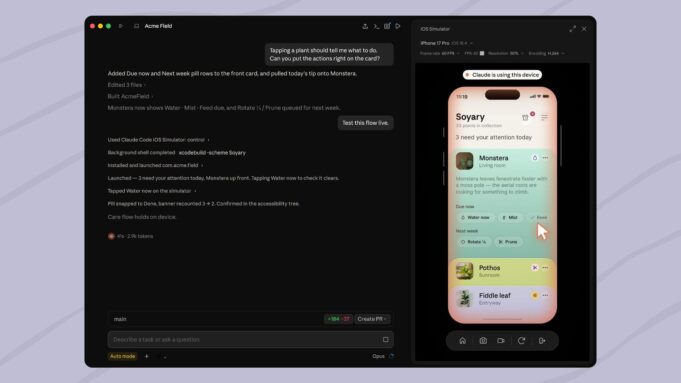 Claude Code pro počítače byl aktualizován pro práci se simulátorem iOS